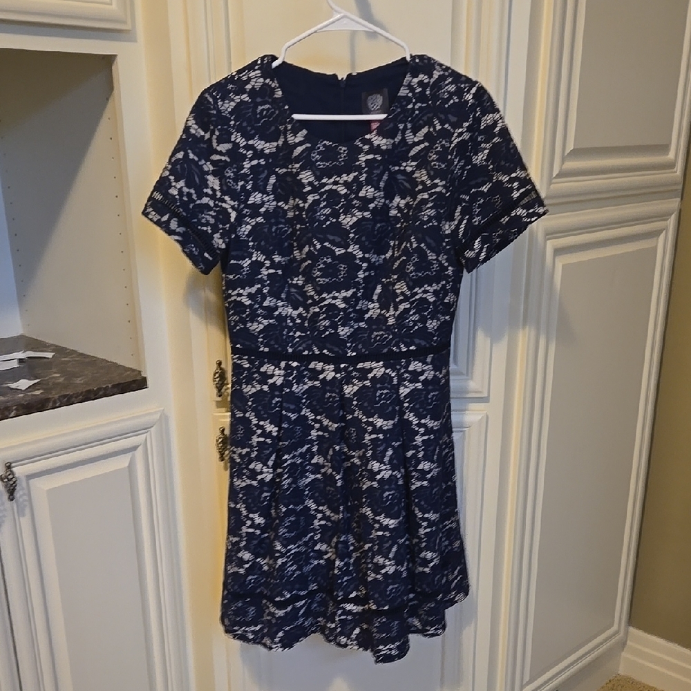 Vince Camuto Navy and White Lace Dress